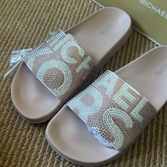 NWT MICHAEL KORS pool slide sandals pink - Picture 2 of 5